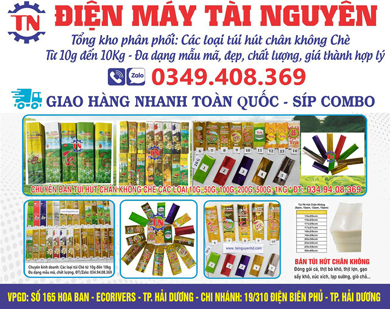 Các loại túi hút chân không chè từ 10g đến 10kg