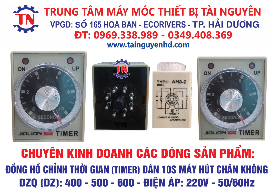 Đồng hồ chỉnh thời gian (timer) dán 10s máy hút chân không DZQ (DZ): 400-500-600- Điện áp 220v - 50/60hz